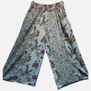 SACRED THREADS patch hippie rayon wide leg smocked waist PANTS 1X